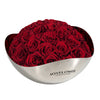 JoyFlower Preserved Flowers Decor, Eternal Roses in Stainless Steel Bowl Decors for Table Centerpiece, Forever Flowers Decorations for Home Living Room Bedroom Coffee Shop House Office(Small, Red)