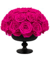 JoyFlower Preserved Flowers Vase Ceramic Decor, Eternal Flower Vases for Table Centerpieces, Fuchsia Preserved Roses with Vase Decorations for Party Home Wedding Living Room Bedroom House Office