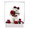 JoyFlower Preserved Flowers Cute Teddy Dog, Eternal Real Rose & Hydrangea Romantic Gift with Acrylic Cover for Girlfriend Wife Her Women on Valentine's Day, Birthday, Wedding, Anniversary, Christmas