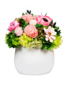 JoyFlower Preserved Flowers Vase Ceramic Decor, Eternal Flower Vases for Centerpieces, Forever Flower Decorations for Home Party Wedding Table Living Room, Ceramic Flower Vase House Decors(Pink)